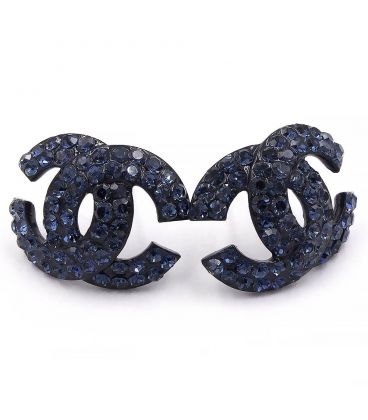 Сережки-гвоздики «Chanel» - метал, стрази, великі