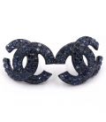 Серьги-гвоздики «Chanel»— металл, стразы, большие
