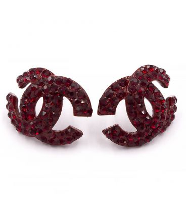 Сережки-гвоздики «Chanel» - метал, стрази, великі