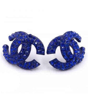 Сережки-гвоздики «Chanel» - метал, стрази, великі