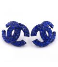 Серьги-гвоздики «Chanel»— металл, стразы, большие