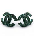Серьги-гвоздики «Chanel»— металл, стразы, большие