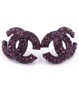 Сережки-гвоздики «Chanel» - метал, стрази, великі