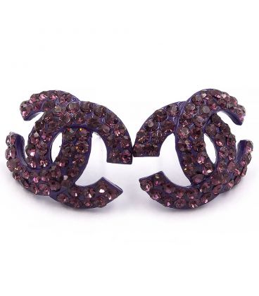 Сережки-гвоздики «Chanel» - метал, стрази, великі