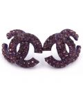 Серьги-гвоздики «Chanel»— металл, стразы, большие