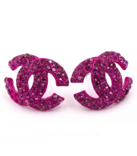 Сережки-гвоздики «Chanel» - метал, стрази, великі