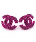 Сережки-гвоздики «Chanel» - метал, стрази, великі