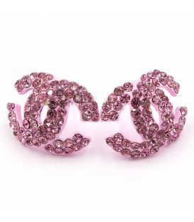Сережки-гвоздики «Chanel» - метал, стрази, великі