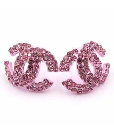 Серьги-гвоздики «Chanel»— металл, стразы, большие