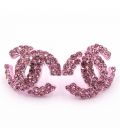 Сережки-гвоздики «Chanel» - метал, стрази, великі