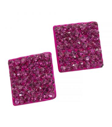 Серьги-гвоздики «Квадраты»— металл, стразы