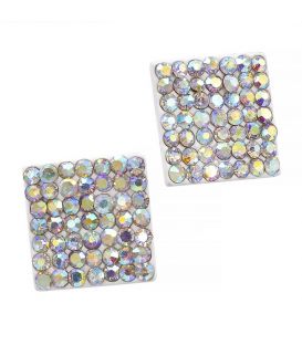 Серьги-гвоздики «Квадраты»— металл, стразы