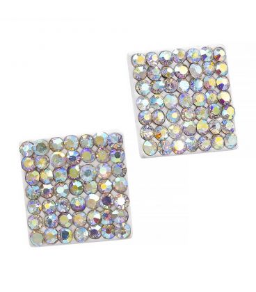 Сережки-гвоздики «Квадрати» - метал, стрази