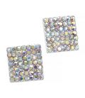Сережки-гвоздики «Квадрати» - метал, стрази