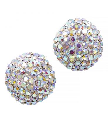 Серьги-гвоздики «Бусины»— металл, стразы,