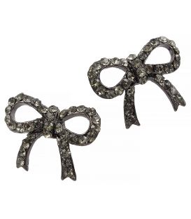 Сережки-гвоздики «Бантик» - метал, стрази, маленькі