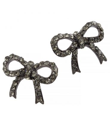 Сережки-гвоздики «Бантик» - метал, стрази, маленькі