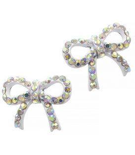 Сережки-гвоздики «Бантик» - метал, стрази, маленькі