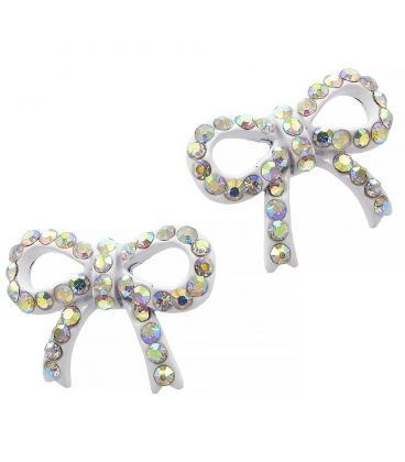 Сережки-гвоздики «Бантик» - метал, стрази, маленькі