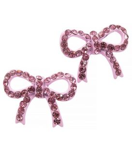 Серьги-гвоздики «Бантик»— металл, стразы, маленькие