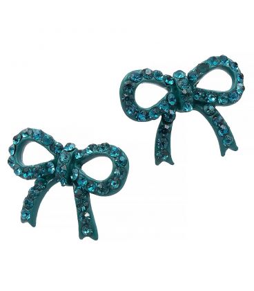 Сережки-гвоздики «Бантик» - метал, стрази, маленькі