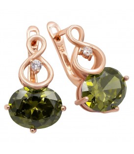 Серьги позолота (крупные) Овальный камень поперек,металлический завиток с маленькими камушками 