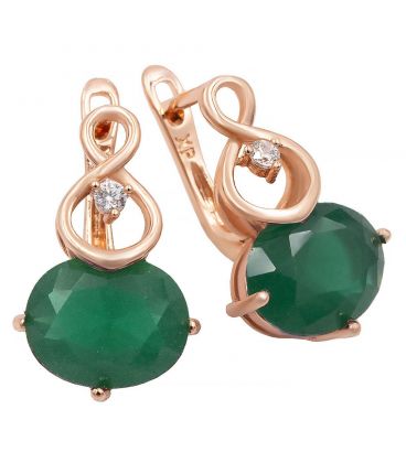 Серьги позолота (крупные) Овальный камень поперек,металлический завиток с маленькими камушками 