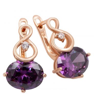 Сережки позолота (великі) Овальний камінь упоперек, металічний завиток з маленькими камінцями