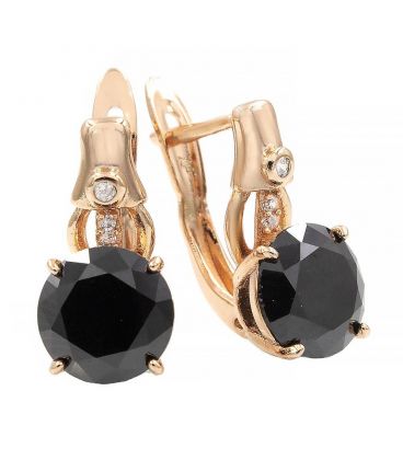 Серьги позолота (английская застежка) Крупный камень в 4х держателях на металлической палочке 