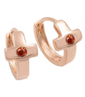 Сережки позолота Маленький камінчик у хрестику (кільце)