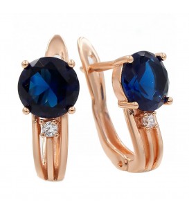 Сережки позолота Круглий камінь 0,7 см, потрійна паличка знизу