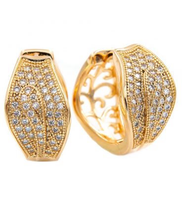 Сережки лимонна позолота Ромб, розсип дрібний. каміння (крупн.)