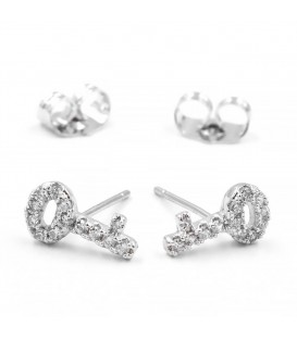 Серьги-гвоздики родий Ключик,мелк.камни 