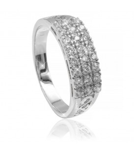 Кільце Xuping "Три ряди каменів" родіум