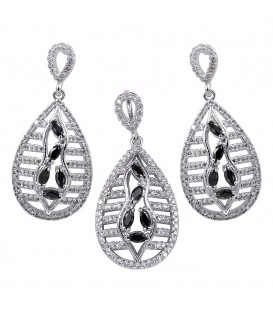 Комплект «Гордость» - родий, серьги-гвоздики+кулон