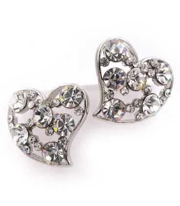 Сережки "Серце у крупн.стразах"