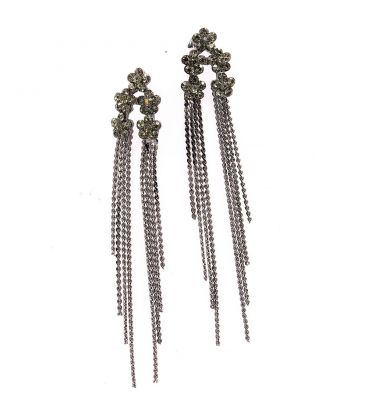 Сережки "Палички на ланцюжку, стрази-куточки"