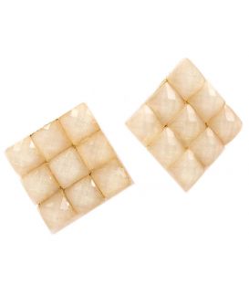 Серьги-гв."Квадрат из камн. 3х3" черн., бел. 