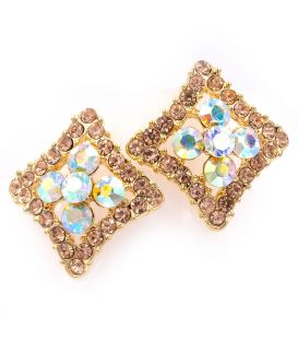 Сережки "Квадрат (кут.), крупн. стрази"