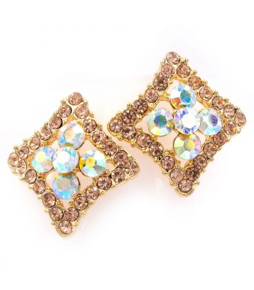 Серьги "Квадрат (угл.), крупн. стразы" 