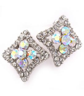 Серьги "Квадрат (угл.), крупн. стразы" 