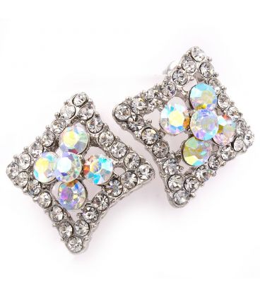 Серьги "Квадрат (угл.), крупн. стразы" 