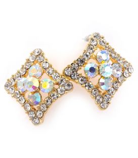 Сережки "Квадрат (кут.), крупн. стрази"