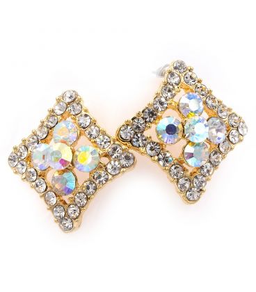 Сережки "Квадрат (кут.), крупн. стрази"