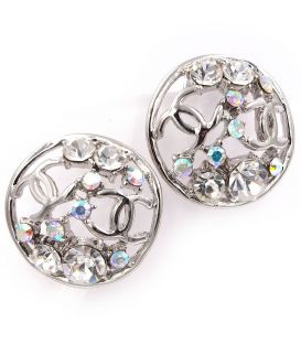 Сережки-гвоздики - метал, стрази