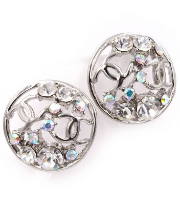 Серьги-гвоздики — металл, стразы