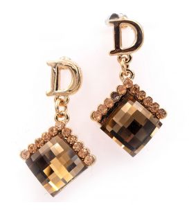 Сережки "Камінчик квадрат, D"