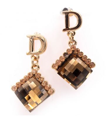 Сережки "Камінчик квадрат, D"