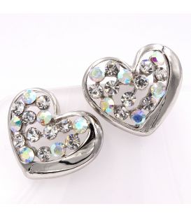 Сережки "Серце-контур, усередині стрази"