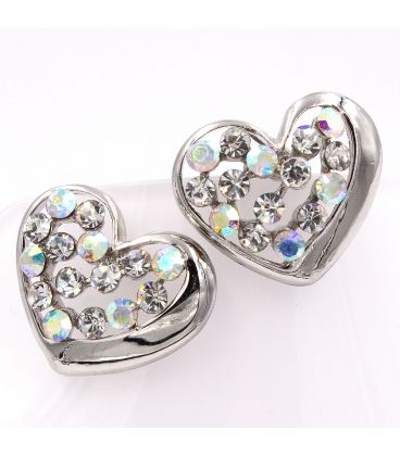 Серьги "Сердце-контур, внутри стразы" 